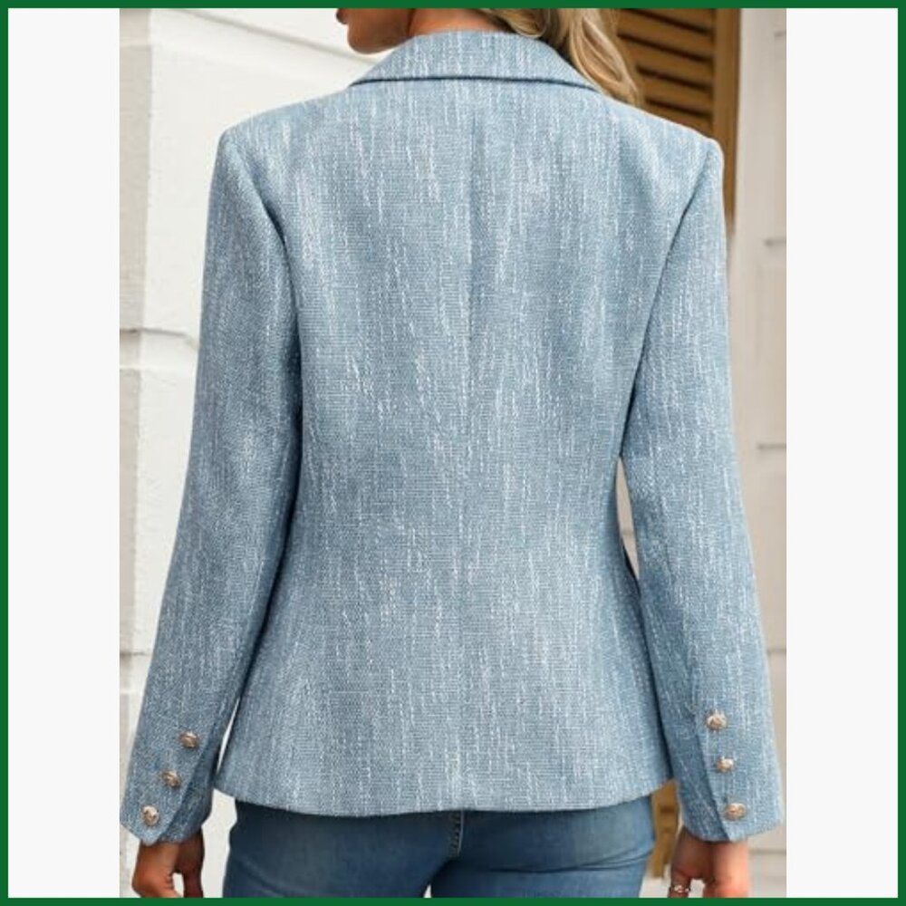 Polyester Tweed Blazer Double Breasted Business C… - image 2
